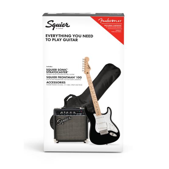 PACK FENDER SQUIER SONIC STRAT BLK 10G